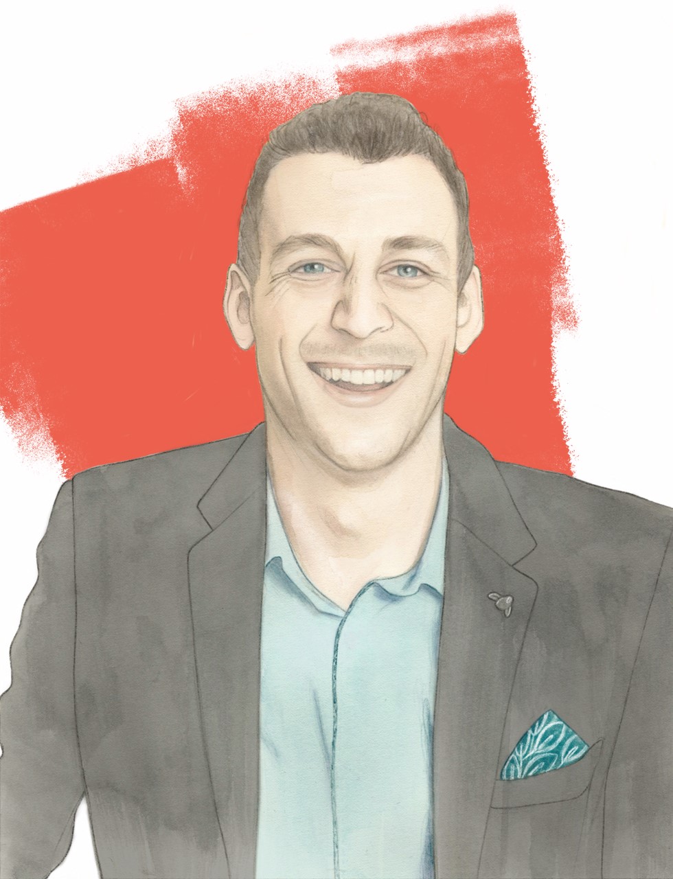 Illustration of comedian, Michael Shafar