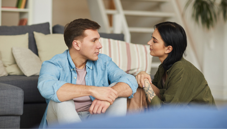 Couple talking about fertility