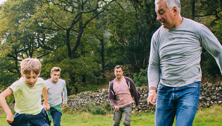 Grandad playing soccer