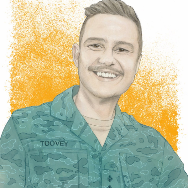 Illustration of Hugo Toovey in Army uniform