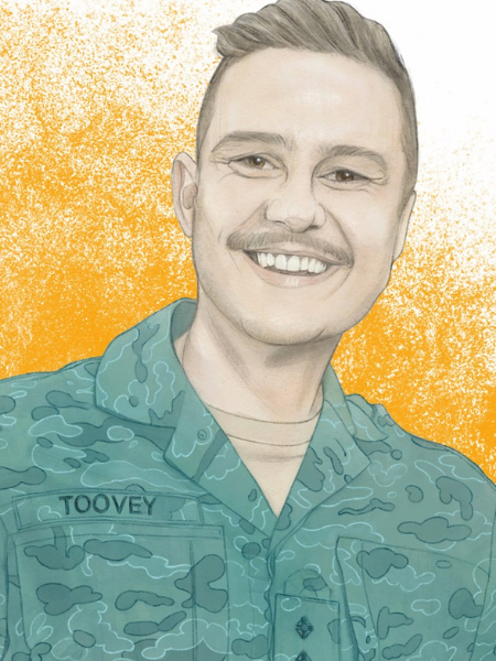 Illustration of Hugo Toovey in Army uniform